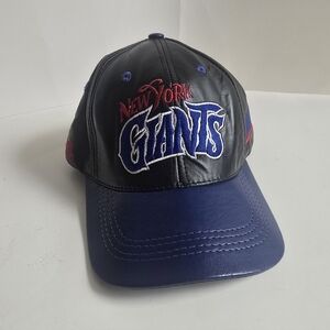 Vintage 90s Modern Brand NFL Leather New York Giants Black and Blue Cap